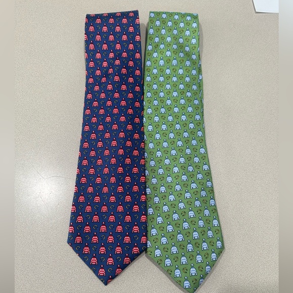 Alynn Neckware Silk Derby Steeplechase Horse Ties  Lot of Two Keeneland - Picture 1 of 9